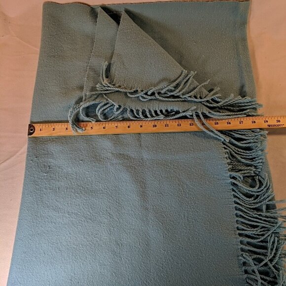 Royal Rossi 100% Cashmere Scarf Blue Rectangle Fringe 28x78" Neck Head Wrap - Picture 6 of 7
